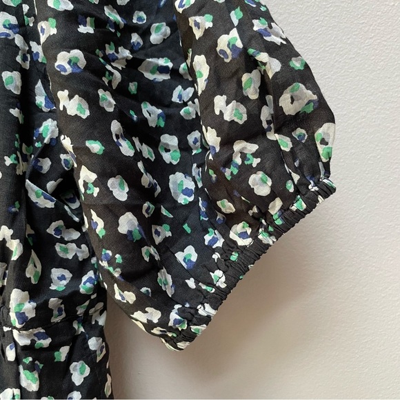 ba&sh Beth Printed Cotton Blend Voile Floral Mini Dress Black Size Large - Picture 8 of 10